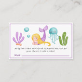 Zeemeermin onder het Zee Baby shower Diaper Raffle Informatiekaartje (Voorkant)