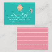Zeemeermin onder het Zee Baby shower Informatiekaartje (Voorkant / Achterkant)