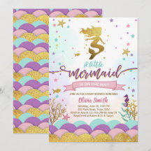 Zeemeermin onder het Zee Baby shower Invitation Gi