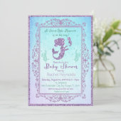 Zeemeermin onder het Zee Baby shower Invitation Kaart (Staand voorkant)