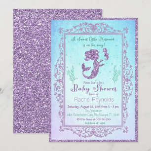 Zeemeermin onder het Zee Baby shower Invitation Kaart