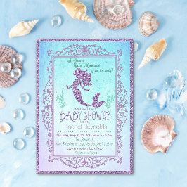 Zeemeermin onder het Zee Baby shower Invitation Kaart