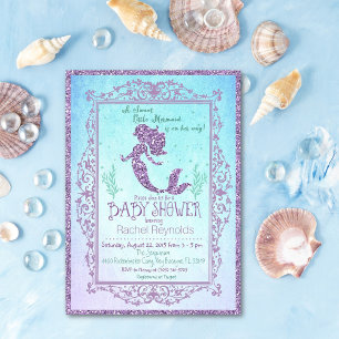 Zeemeermin onder het Zee Baby shower Invitation Kaart