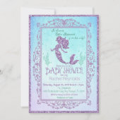 Zeemeermin onder het Zee Baby shower Invitation Kaart (Voorkant)