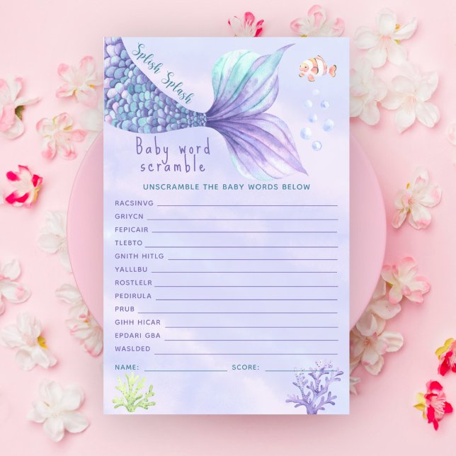 Zeemeermin Onder het zee Baby Word Scramble (Creator heeft geüpload)