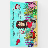 Zeemeermin onder het Zee 'Birthday Banner' Spandoek (Verticaal)