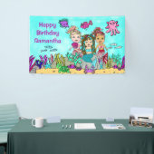 Zeemeermin onder het Zee 'Birthday Banner' Spandoek (Beurs)