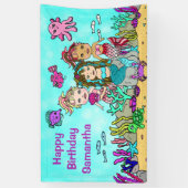 Zeemeermin onder het Zee 'Birthday Banner' Spandoek (Verticaal)