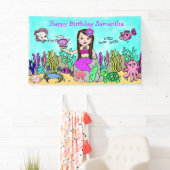 Zeemeermin onder het Zee 'Birthday Banner' Spandoek (Insitu)