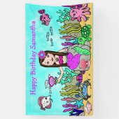 Zeemeermin onder het Zee 'Birthday Banner' Spandoek (Verticaal)