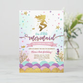 Zeemeermin onder het Zee Birthday Invitation Paars Kaart (Staand voorkant)