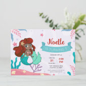 Zeemeermin onder het Zee Birthday Kaart (Staand voorkant)