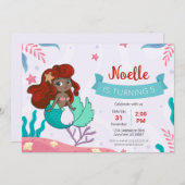 Zeemeermin onder het Zee Birthday Kaart (Voorkant / Achterkant)