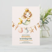 Zeemeermin onder het Zee Birthday Kaart (Staand voorkant)