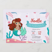 Zeemeermin onder het Zee Birthday Kaart (Voorkant / Achterkant)