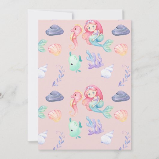 Zeemeermin onder het Zee Birthday Kaart (Achterkant)