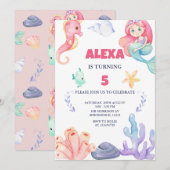 Zeemeermin onder het Zee Birthday Kaart (Voorkant / Achterkant)