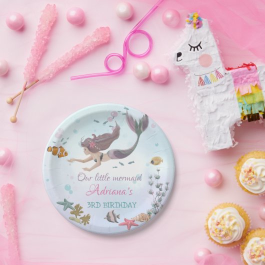 Zeemeermin onder het Zee 'Birthday' Papieren Bordje (Feest)