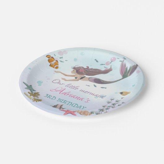Zeemeermin onder het Zee 'Birthday' Papieren Bordje (Gekanteld)