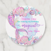 Zeemeermin onder het Zee Birthday Party Magical Bedankjes Labels (Achterkant)