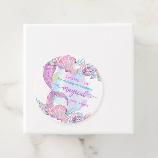 Zeemeermin onder het Zee Birthday Party Magical Bedankjes Labels (In situ)