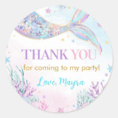 Zeemeermin onder het Zee Birthday Ronde Sticker (Voorkant)