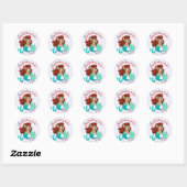 Zeemeermin onder het Zee Birthday Ronde Sticker (Vel)