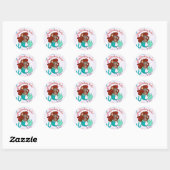 Zeemeermin onder het Zee Birthday Ronde Sticker (Vel)