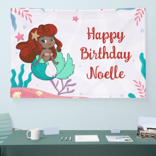 Zeemeermin onder het Zee Birthday Spandoek (Beurs)