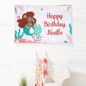 Zeemeermin onder het Zee Birthday Spandoek (Insitu)