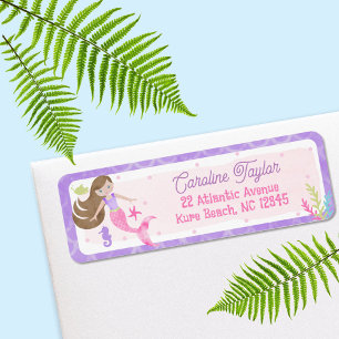 Zeemeermin onder het Zee bruin haaradres Etiket