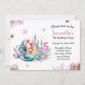 Zeemeermin onder het Zee Castle Birthday Invitatio Kaart (Voorkant)