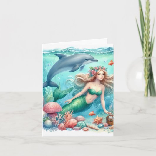 Zeemeermin onder het Zee Coastal Bedankkaart (Voorkant)