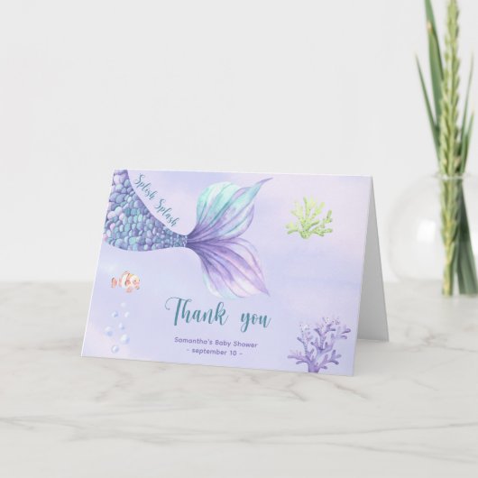 Zeemeermin onder het zee Dank u Baby shower Bedankkaart (Voorkant)