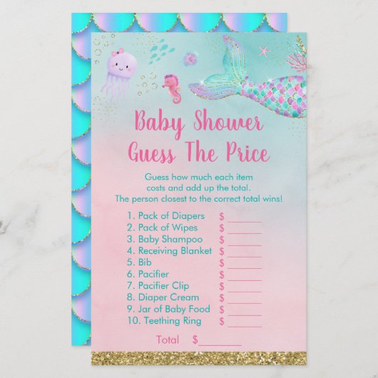 Zeemeermin onder het Zee denkt dat het prijsschoei (Voorkant / Achterkant)