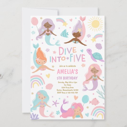 Zeemeermin onder het Zee duik vijf jaar in Kaart (Voorkant)