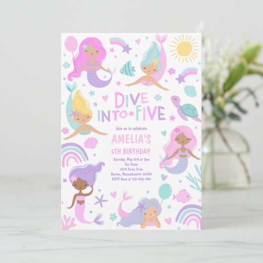 Zeemeermin onder het Zee duik vijf jaar in Kaart (Staand voorkant)