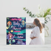 Zeemeermin onder het Zee Galaxy Photo Baby shower Kaart (Staand voorkant)
