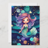Zeemeermin onder het Zee Galaxy Photo Baby shower Kaart (Achterkant)