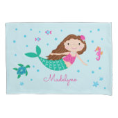 Zeemeermin onder het Zee gepersonaliseerd blauw Kussensloop (Voorkant)