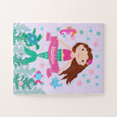 Zeemeermin onder het Zee gepersonaliseerd Paars Legpuzzel (Horizontaal)