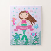 Zeemeermin onder het Zee gepersonaliseerd Paars Legpuzzel (Verticaal)