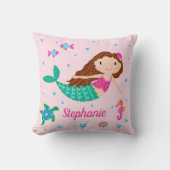 Zeemeermin onder het Zee gepersonaliseerd roze Kussen (Voorkant)