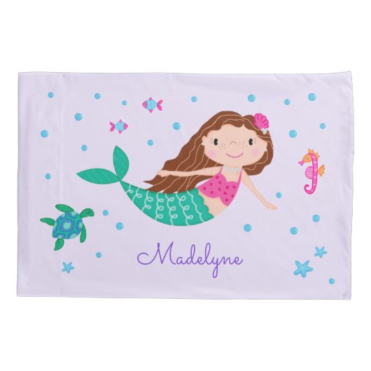 Zeemeermin onder het Zee gepersonaliseerde Paarse Kussensloop (Achterkant)