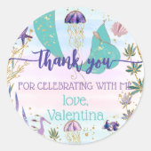 Zeemeermin onder het Zee Glitter Bedankt Favor Ronde Sticker (Voorkant)