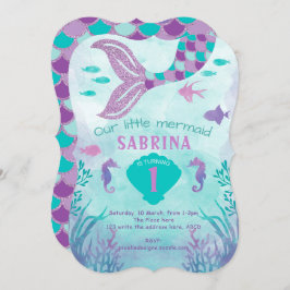 Zeemeermin, onder het Zee, Glitter, Tail, meisje Kaart