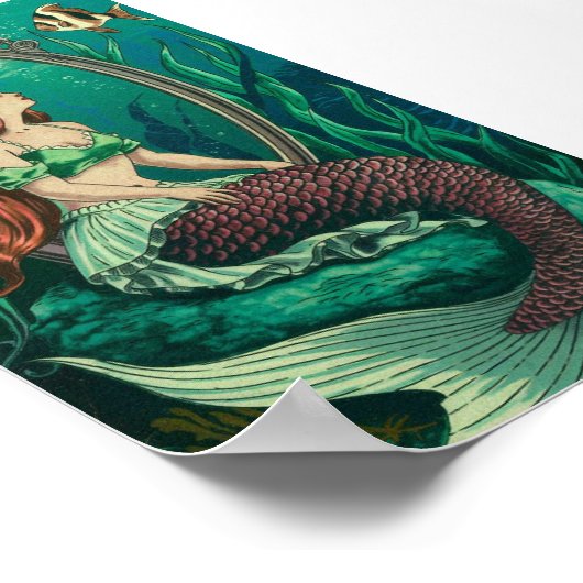  zeemeermin onder het Zee in spiegelbeeld Poster (Hoek)