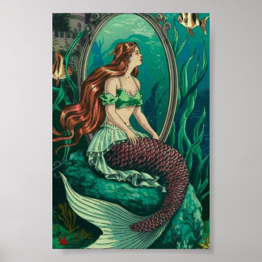  zeemeermin onder het Zee in spiegelbeeld Poster (Voorkant)