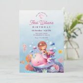 Zeemeermin onder het zee kaart (Staand voorkant)