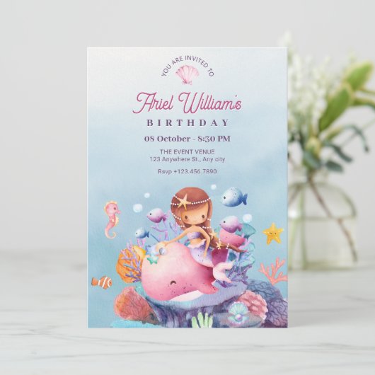 Zeemeermin onder het zee kaart (Staand voorkant)